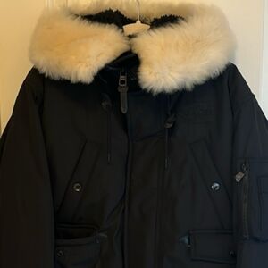 Coach jacket fur-lined black with white